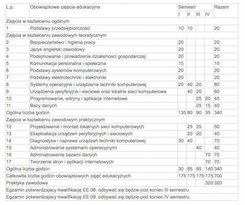 программа обучения в полицеальной школе, информатика