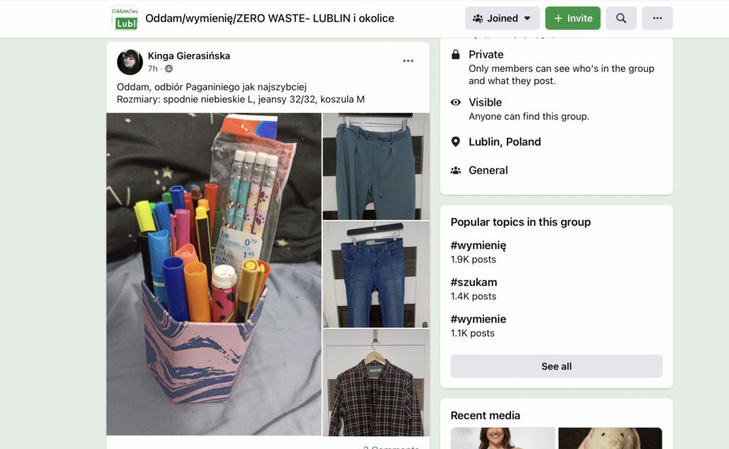 Jesteś z Lublina lub okolic i masz coś zbędnego do oddania za darmo lub na wymianę na inny przedmiot? Dołącz do nas.